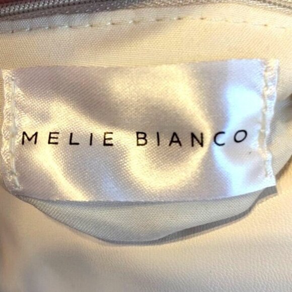 Melie Bianco Top Knot Cream Circular Bag with Golden Zipper Soft 11 x 9 x 2 - Picture 5 of 7